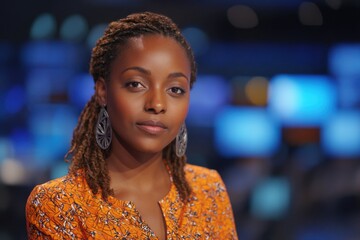 Newscaster anchor talking  on news