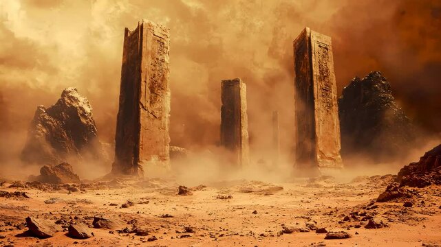 荒野の中の古代の遺跡のイメージ風景