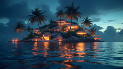 tropical beach at sunset