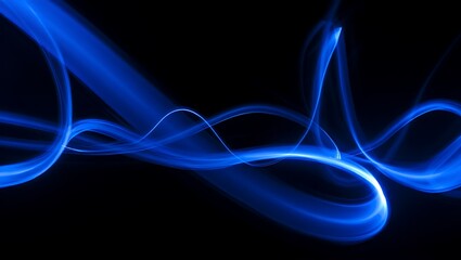 Abstract Blue Smoke Swirling Energy and Dynamic Light Trails