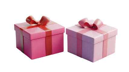 Obraz premium Red and Pink Gift Box with Decorative Ribbon Isolated on White Background