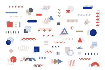 Obraz premium 幾何学 図形 装飾 アイコン ベクター 抽象 セット レトロ デザイン 背景 パターン アート