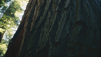 Detailed texture of a large tree trunk with rough bark