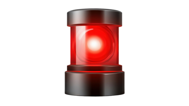  Bright Red Beacon Light with Clear Lens for Warning Signal Isolated on White Background