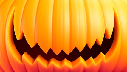 Halloween pumpkin with carved jagged zigzag mouth and empty space for text, holiday greeting, promotional messages or party invites. Halloween pumpkin with wide sharp grin and no eyes for copy space