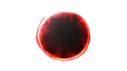 Red glowing circular light effect with radiant energy ring and bright illumination isolated on white background