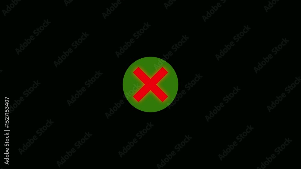 Aufkleber red circle with cross mark icon animation on black background. cross mark symbol animation in red ci