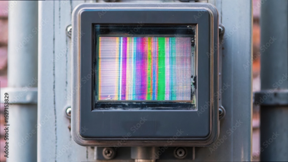 Poster digital power meter displaying colorful graphic patterns and numbers