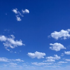 Fototapeta premium Vibrant Blue Sky Fluffy Clouds Summer Day Nature Background