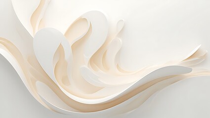 Abstract Creamy Swirls Elegant Beige and White Fluid Design