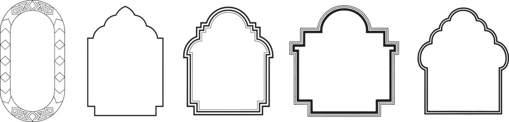 Set of Islamic Arch Frames in Traditional Geometric Styles