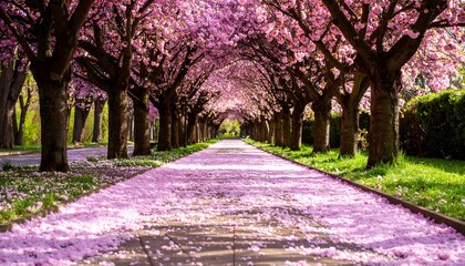 Naklejka premium Spring blossoms line a pathway