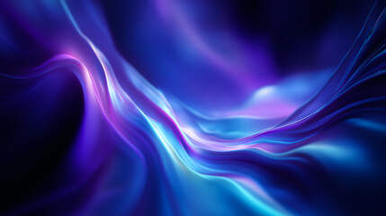 Naklejka premium Abstract digital artwork featuring flowing, vibrant waves of blue and purple light. The composition showcases dynamic movement and ethereal beauty.