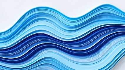 Abstract Blue Wave Paper Art Elegant Swirling Curves and Layers