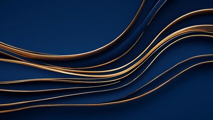 Elegant Abstract Waves Gold and Navy Blue Swirls Design