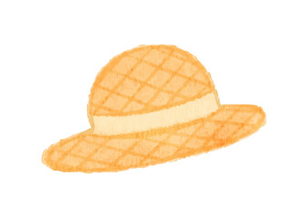 watercolor cute straw hat illustration