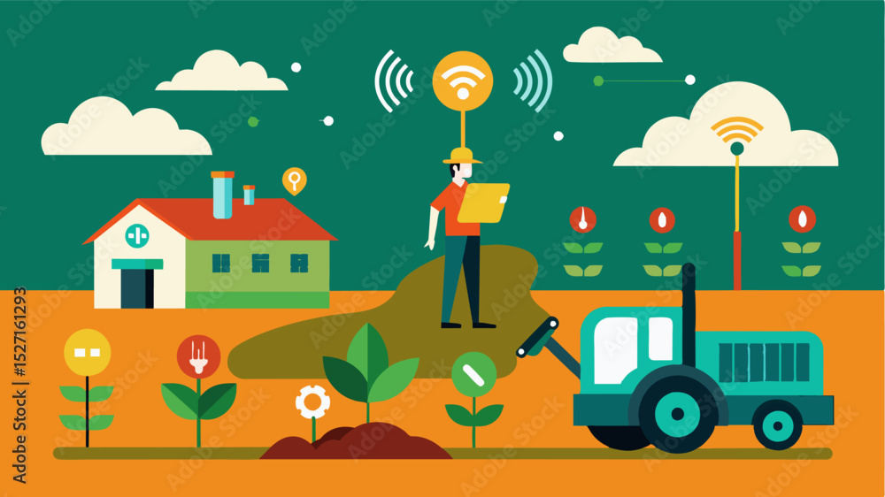 Aufkleber a series of illustrations showing the evolution of traditional farming ods to modern precision agric
