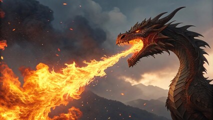 Dragon that breathes fire from its mouth.