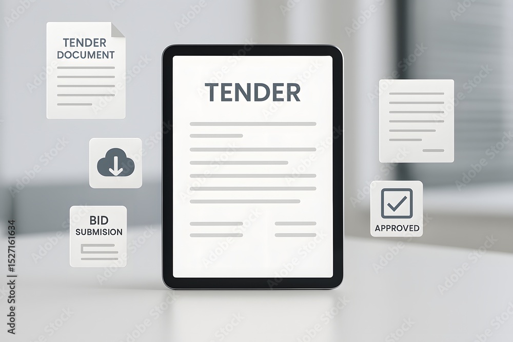 Poster digital tablet displaying the word 