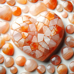 Orange and Pink Gemstone Heart Mosaic
