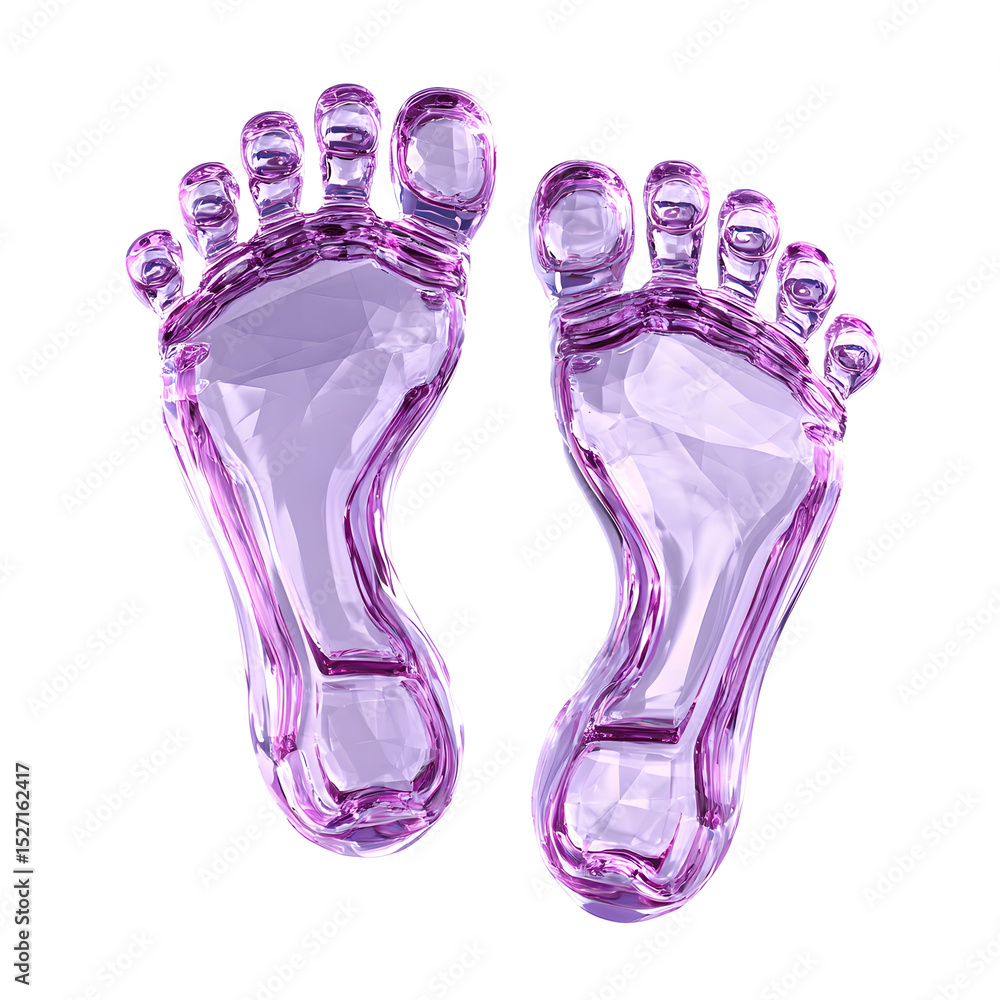 Aufkleber visually striking 3d crystal footprints with a soft glowing appearance in a harmonious blend of vivi