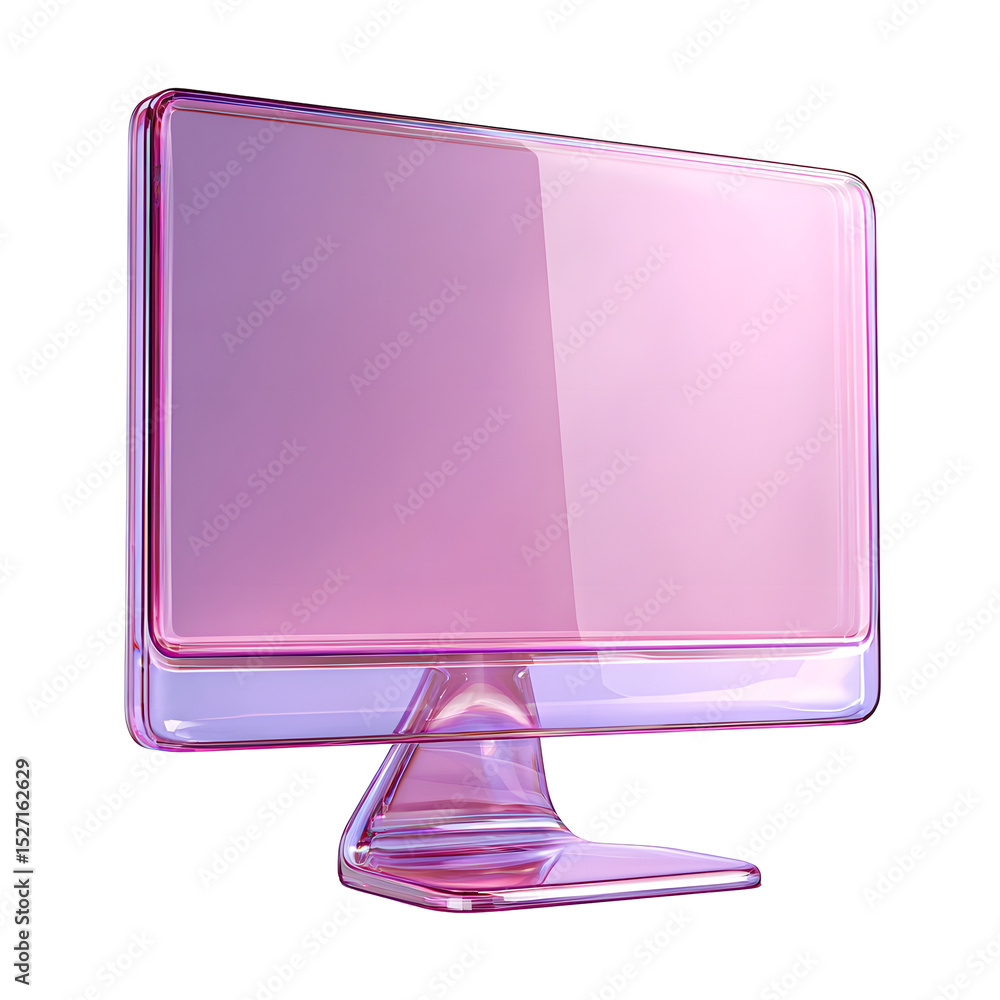 Poster futuristic and minimalist computer monitor with a sleek transparent glass like appearance in shades 