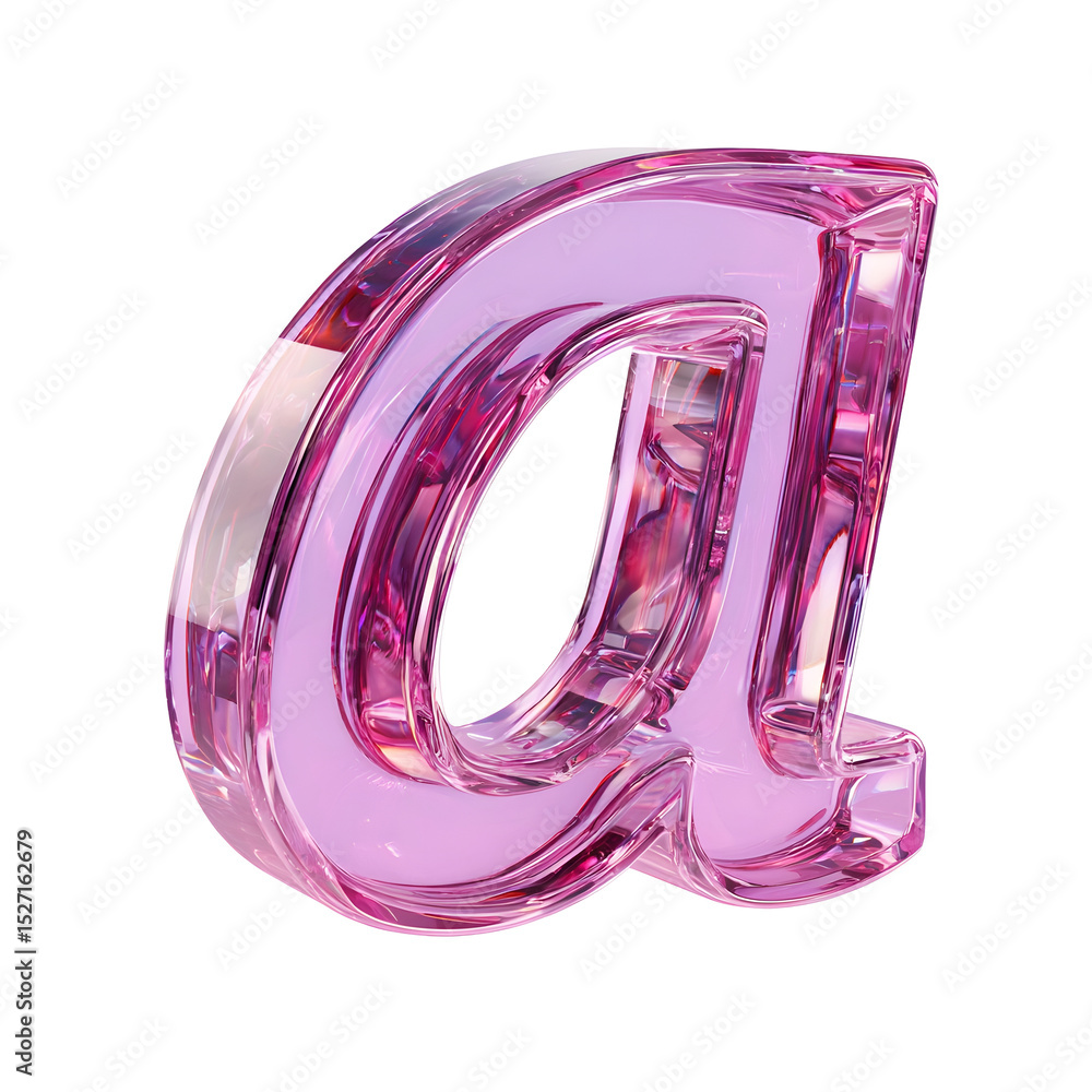 Poster captivating 3d rendering of a shimmering translucent pink and purple crystal like symbol or graphic 