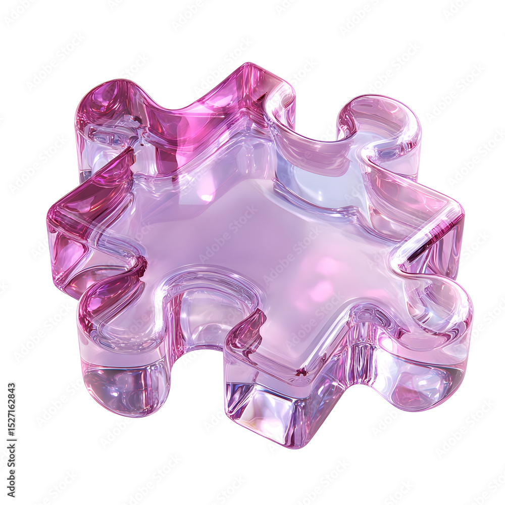 Poster captivating faceted crystal shape in shimmering purple and pink hues with a transparent refractive a