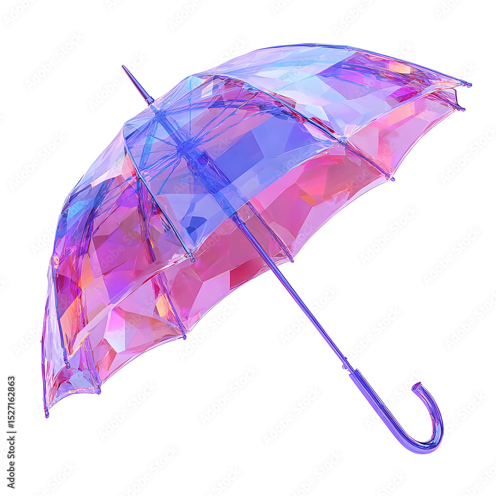 Poster a vibrant and modern umbrella with a striking geometric pattern created with transparent and iridesc