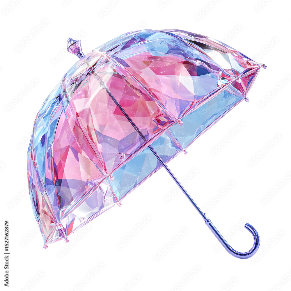Poster a whimsical and visually stunning umbrella featuring a transparent prismatic crystal like design tha