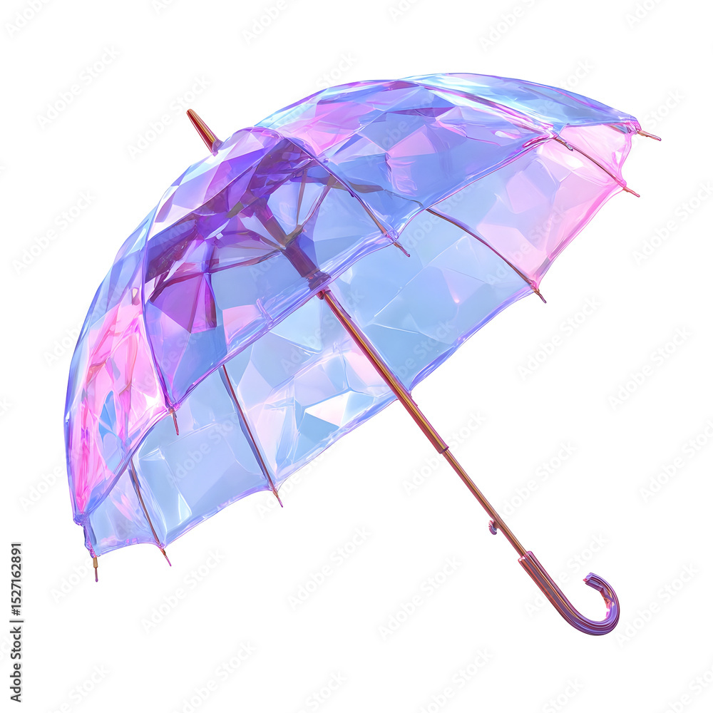 Poster vibrant and iridescent prismatic umbrella with a captivating geometric crystal like design creating 