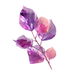 Striking translucent leaves in shades of vivid purple and soft pink creating a captivating natural composition with a 3D crystalline effect