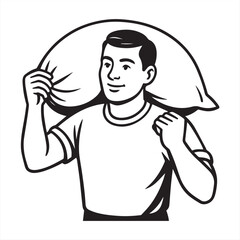 man carrying sack of wheat
