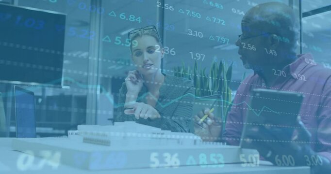 Data overlay fading in guiding professionals studying model and correlating finance metrics