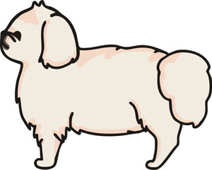 横から見た可愛いペキニーズ（クリーム）のイラスト