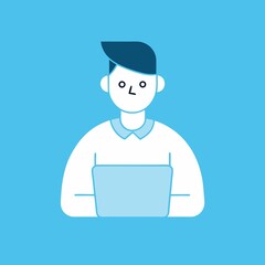 cartoon doctor with laptop