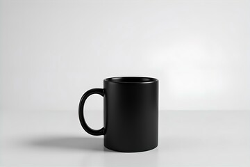 Obraz premium Black Coffee Mug Mockup | Matte Black Ceramic Cup on White Background | Minimalist Drinkware Still Life | Stock Photo for Branding & Design