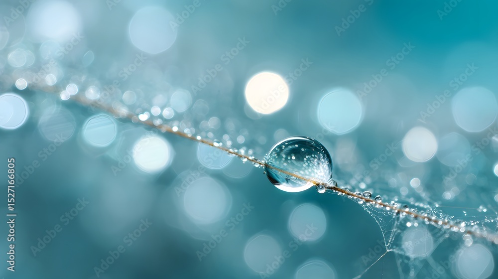 Aufkleber a single transparent water droplet gently suspended on a fine intricate spiderweb captured in a view