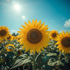 Obraz premium Golden Bloom Sunflower Fields in the Sun