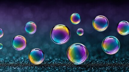 Naklejka premium Colorful soap bubbles float in the air.