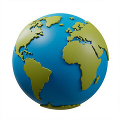 Naklejka premium Globe World Earth Icon 3D Rendering On White