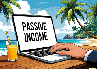 Businessman hand relaxing, Money working, passive income illustration design. 