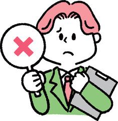 バツマークを持つスーツの男性（ファイルあり）