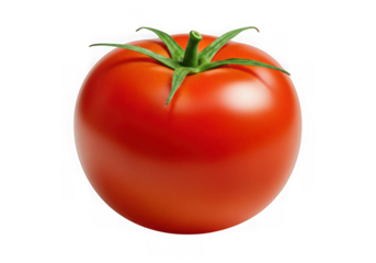 Single red tomato isolated on transparent background