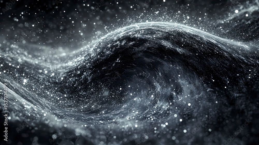 Poster abstract wave pattern in dark gray and silver