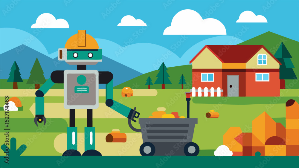 Aufkleber a robotic waste collector roaming the farm collecting and disposing of waste in designated areas.. v