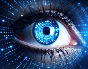 Close-up eye with digital overlay