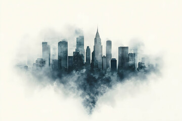 Fototapeta premium City skyline in ink, symbolizing urban pollution or abstract identity.