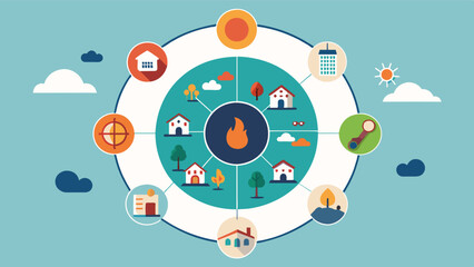 Fototapeta premium A circular diagram displaying the interconnected nature of climate change famine and civil unrest in vulnerable regions.. Vector illustration