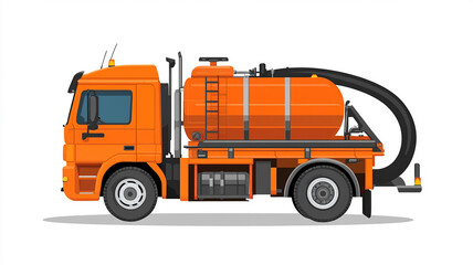 Detailed Side View of a Vacuum Septic Tank Truck